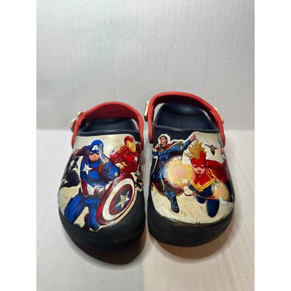 Crocs Kids Youth Size 12 Slip On Round Toe Marvel Avengers Clog Slippers Blue - Picture 3 of 9